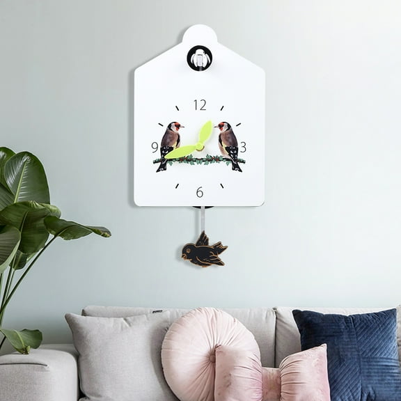 White Modern Creative Quartz Clock Wooden Swing Wall Clock Time Alarm Watch For Home Without Battery