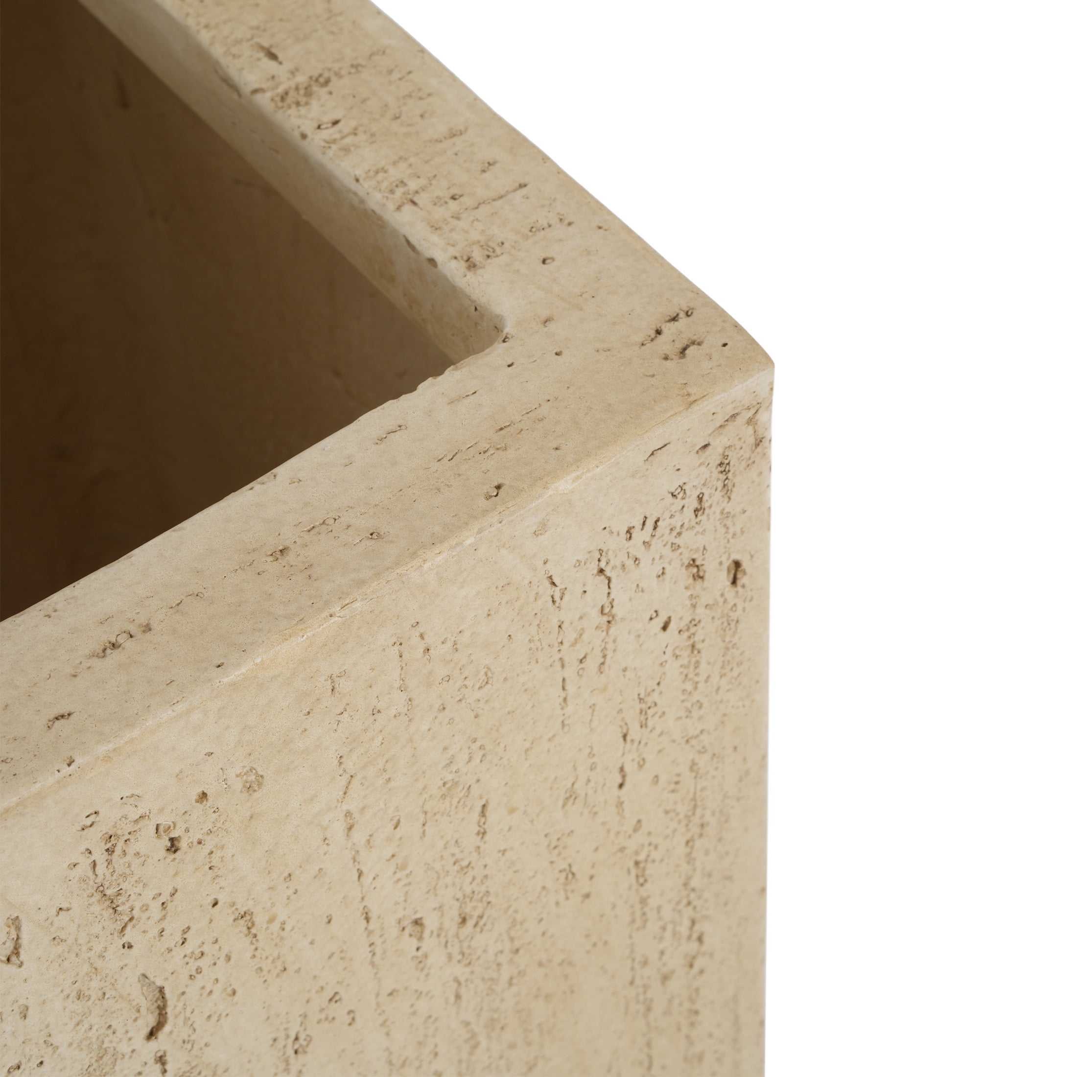 Christopher Knight Home Minimalist 19.75" H MGO Plant Box, Square Design, Indoor/Outdoor, Travertine Beige