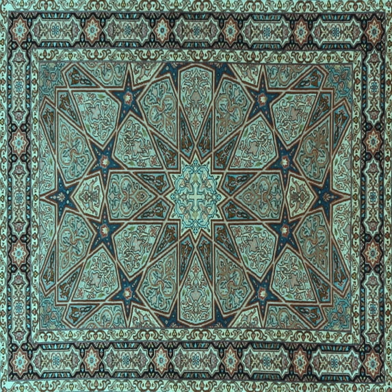 Ahgly Company Indoor Square Persian Light Blue Traditional Area Rugs, 8' Square