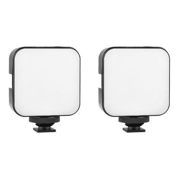 2X Mini LED Video Light Photography 2W Dimmable 6500K Fill Panel Lamp for Camera Smartphone Laptop,2 x Fill light(Battery not included, need to provide their own),Black