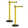 Yellow Crowd Control Stanchion Retractable Belt Barrier with 11 Ft 'CAUTION DO NOT ENTER' Belt (Set of 2)- MSLine 630