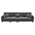 thumbnail image 6 of 110*62" Modern Convertible Sectional Sofa, L-shaped Reversible Couch Set with Free Pillows, 5 Seat Cloud Chenille Indoor Furniture with Ottoman for Living Room, Apartments (Gray), 6 of 11