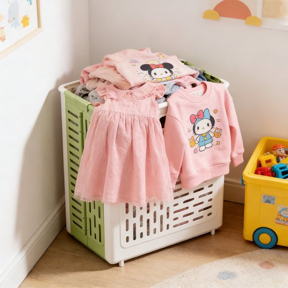 Cesta de ropa plegable | Cesto portátil multifuncional para ropa, juguetes y almacenamiento | Cesto de plástico plegable con asa | 41 x 38 x 24 cm | Paquete de 1