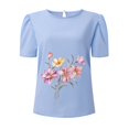 thumbnail image 3 of Gibobby Casual Playera de Manga Corta para Mujer Camiseta manga corta con cuello redondo y estampado flores para mujer(BU2,M), 3 of 5