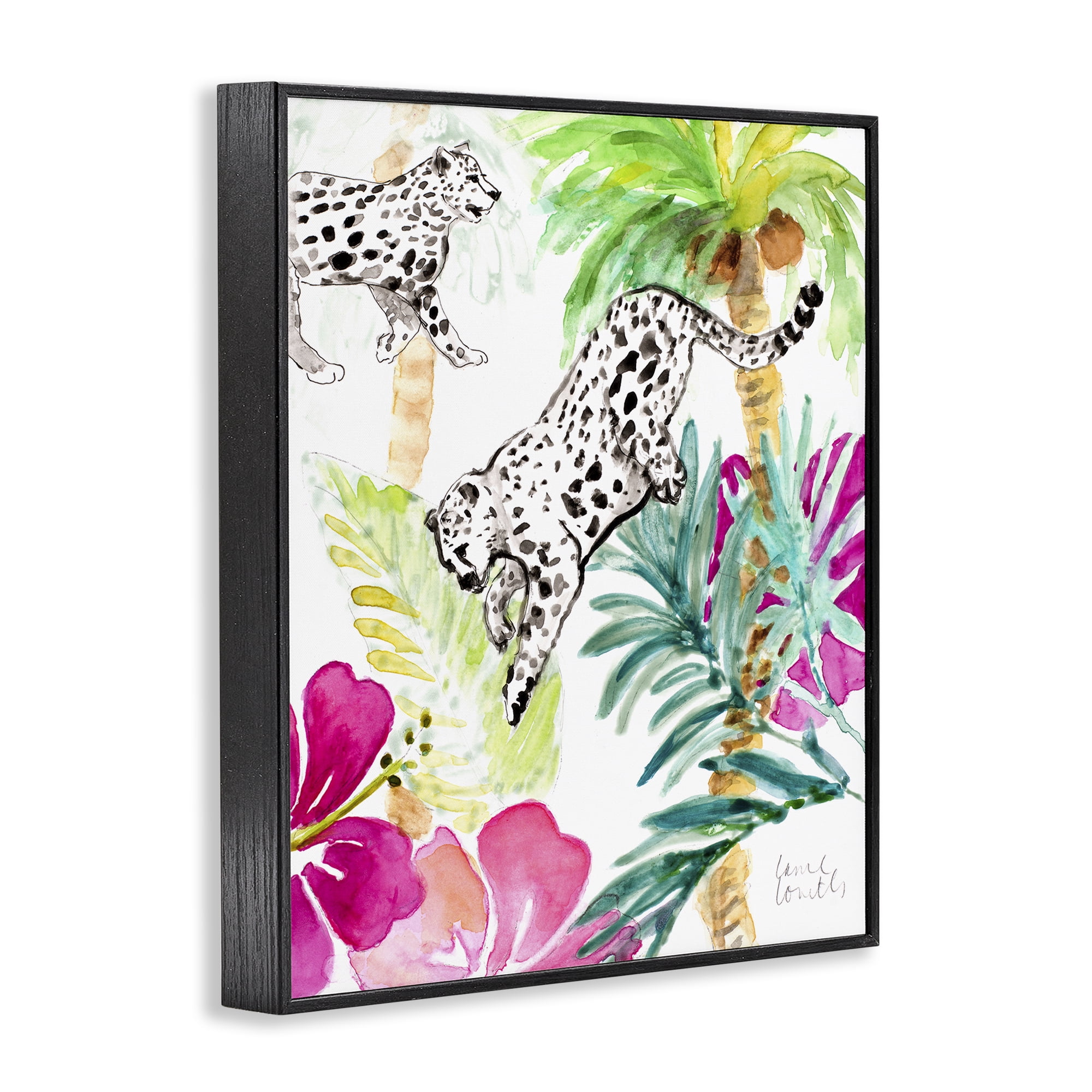 Stupell Industries Tropical Island Cheetahs Black Framed Giclee Art, design by Lanie Loreth