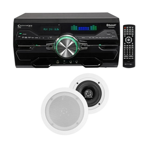 DV4000 4000w Bluetooth Home Theater DVD Receiver 2) 5.25" White Ceiling Speakers