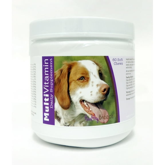 Healthy Breeds Dog Multi-Vitamin Soft Chew for Brittany, Daily Vitamin and Mineral Supplement, 60 Count