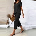 thumbnail image 5 of QIYAGBSA 2 Piece Sets for Women Round Neck Top and Capri Pants with Pockets Relaxed Fit Summer Casual Lounge Wear (Black 2XL), 5 of 6