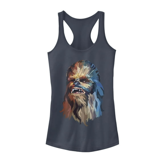 Junior's Star Wars Chewbacca Art Racerback Tank Top Indigo X Large