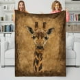 thumbnail image 3 of 1pc Bohemian Giraffe Print Flannel Blanket - Soft Cozy All-Season Throw for Bed, Couch, or Decorative Accent - Mother's Gift for Daughter with Earthy Brown, 3 of 6