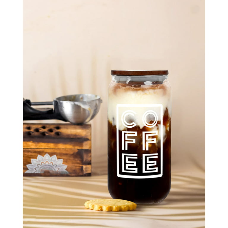 Wavy Line Trendy, Tumbler With Straw and Lid, Cute Cup Beer Can Iced Coffee  Glass Cup With Lid and Straw, 16oz Glass Can Mason Jar Cup 