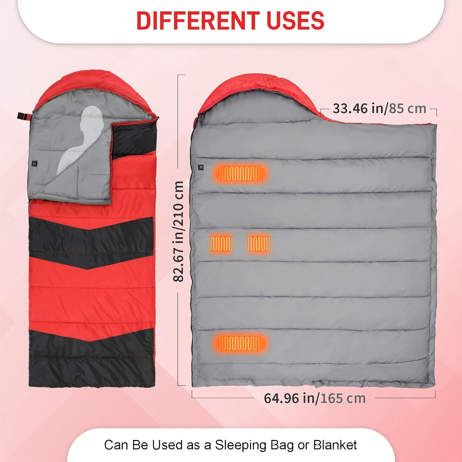 JFTER Camping Sleeping Bag, Cold Weather & Warm for Adults Big and Tall, Lightweight, Waterproof, Backpacking, Camping Gear Equipment for Traveling,Hiking,Hotel,Outdoor & Indoor