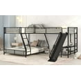 thumbnail image 4 of imerelez L-Shaped Twin over Full Bunk Bed with Twin Size Loft Bed,Built-in Desk and Slide,Black, 4 of 9