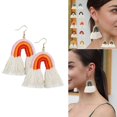 thumbnail image 3 of Pendientes de borla para mujer Pendientes colgantes de color naranja Pendientes de borla, 3 of 5