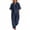 Navy, variant on Women's Linen 2 Piece Outfits Cotton Gauze Japanese Kimono Shirt and Wide Leg Pants Stes Elegant Loungewear