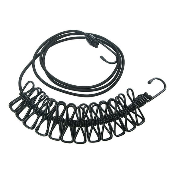 TopLLC Outdoor Camping Travel Home Retractable Clothesline With Clips Clothesline Portable Windproof Non-slip Drying Rope 12 Clips