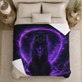 thumbnail image 5 of Black Panther in Purple Energy Ring, Mystical Fantasy Style for Wildlife Lovers, Neon Jungle Spirit Scene and Birthday Gift, Cozy Flannel Blanket for Bedroom and Game Room, Home Decor, 5 of 8