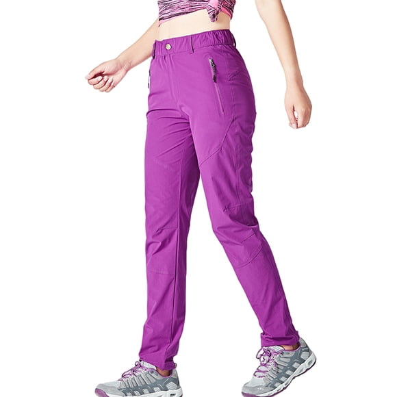 Sonducket Pantalones de senderismo para mujer, de secado rápido, para acampar, senderismo, pantalones finos, impermeables, elásticos, a prueba Prendas para la parte inferior del cuerpo Púrpura SG