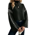thumbnail image 2 of Women'S Chunky Knit Sweaters Fall Long Sleeve Mock Neck Oversized Pullover Tops Winter Fashion Clothes Black L, 2 of 10