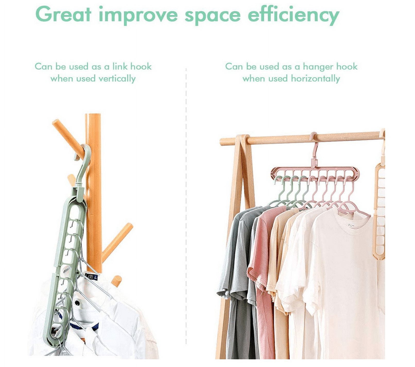 Space Saver Hangers for Clothes Multifunctional Clothes Hangers Closet Organizer Hook Rack - 10 PCS (Gray)