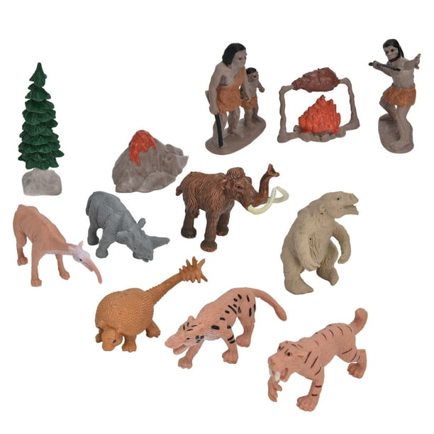 Juguete de hombre primitivo, 12 piezas de figuras históricas, juguetes de simulación de animales, juguete de escena de caza, juguete elaborado por expertos