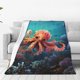 thumbnail image 1 of Balery Underwater Plant Octopus Manta de Felpa Suave y Acogedora – Cobija de Franela Aterciopelada para Cama, Lavable y Cálida para Sofá, Mascotas, Transpirable-80"x60", 1 of 7
