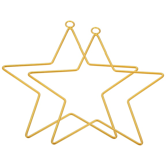 Uxcell 20cm Dream Catcher Rings, 2 Pcs Metal Star Shape Macrame Wreath Floral Ring Hoop for Home DIY Craft, Gold Tone