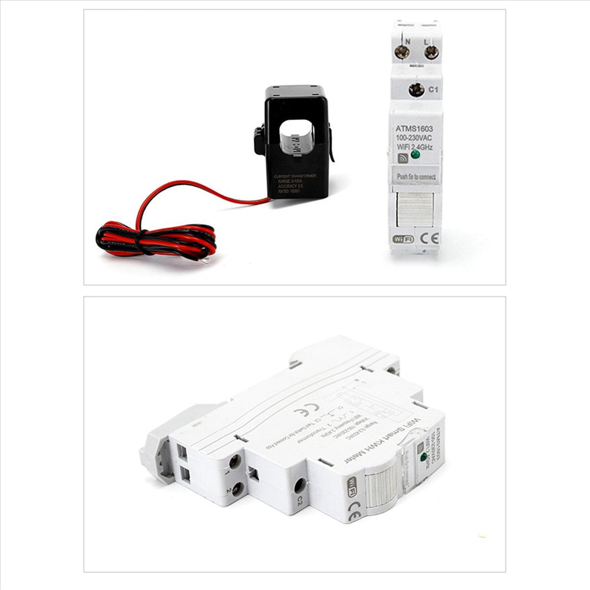2X Tuya Smart WiFi Electricity KWH Meter Din Rail Single Phase AC 110V 230V CT AC Meter App Real Time Monitor(63A)