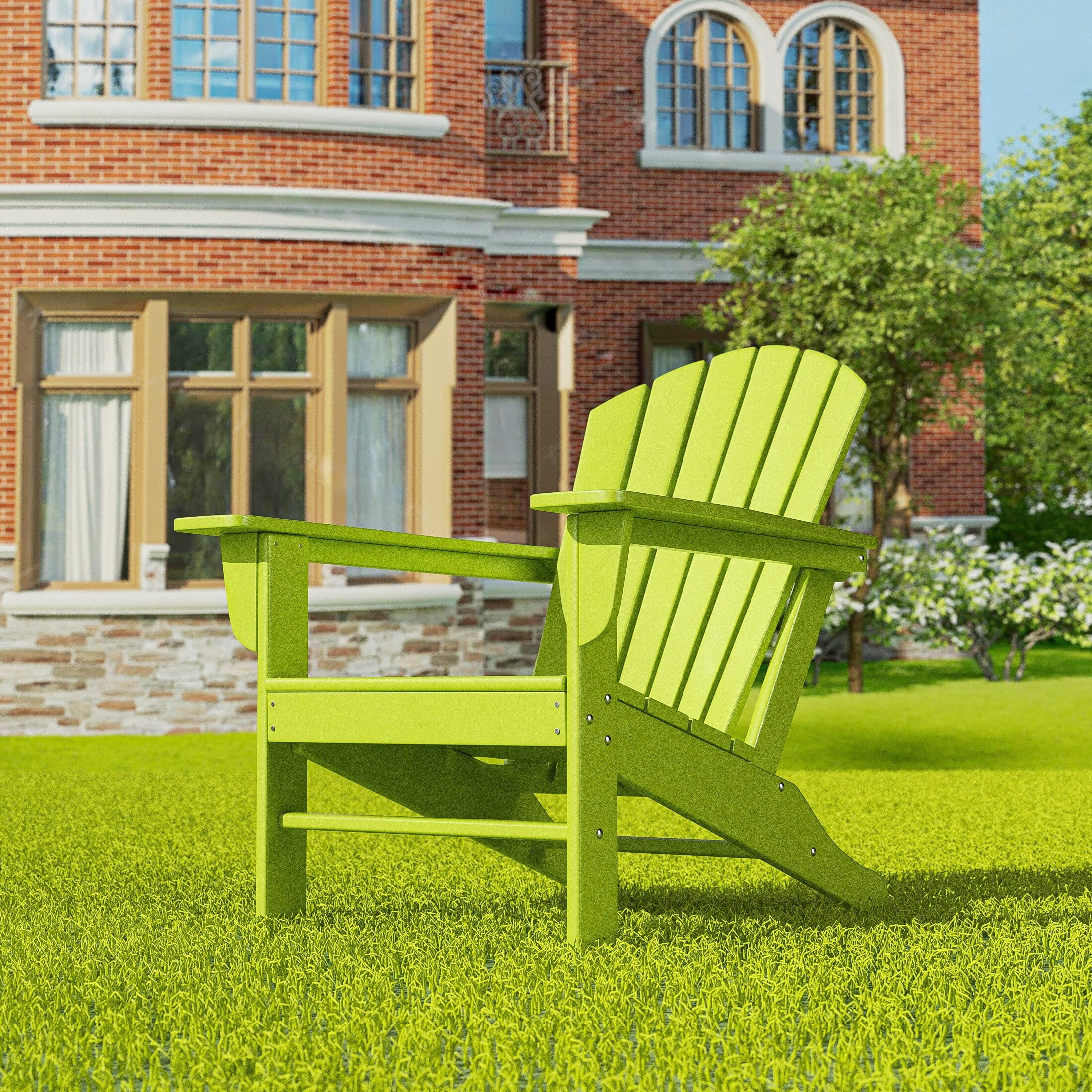Polytrends  Altura Outdoor Eco-Friendly All Weather Poly Patio Adirondack Chair - Deep Seating Lime