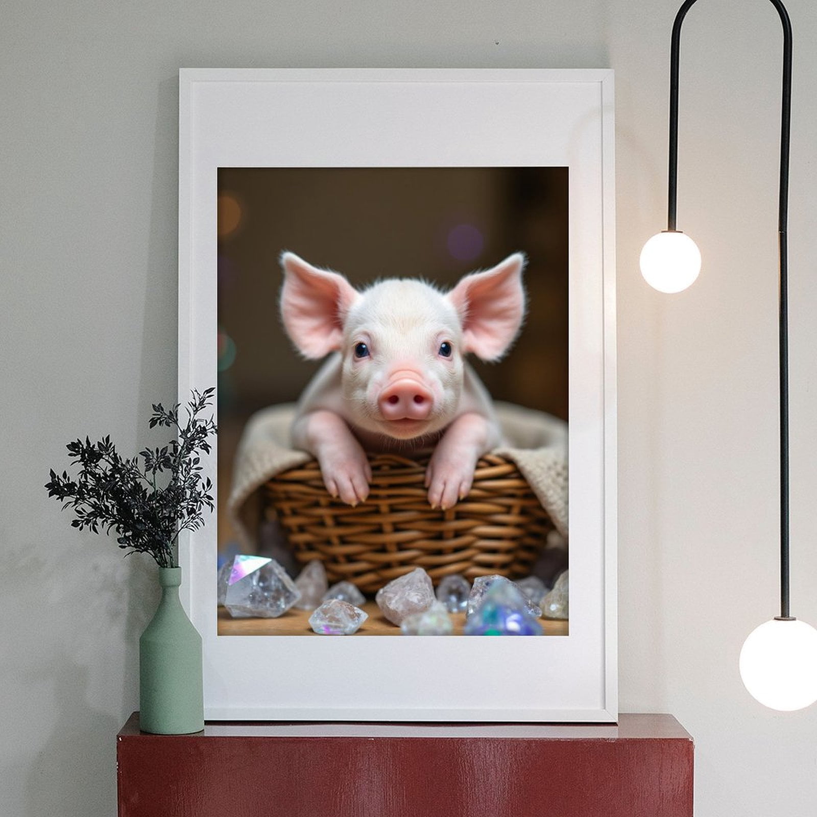 Diamond Art Kits for Adults - 5d Piglet In Basket With Gems Diamond Painting for Adults, Diamond Art for Adults Beginners, Diamond Painting Kits for Adults for Home Wall Decor