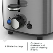 BLACK+DECKER 2‑Slice Toaster, Stainless Steel, Extra‑Wide Self‑Centering Slots, 7 Adjustable Shade Settings