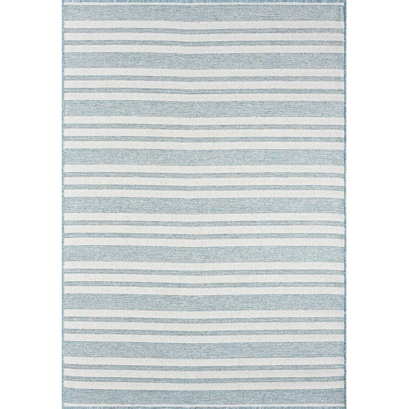Ocean Striped Indoor/Outdoor Rug Blue 3x5