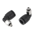 thumbnail image 1 of Conectores de aire de empuje únicos Bargains 15/64" unión rápida de línea de aire de 90 grados plástico metal M4 2 piezas tono negro plateado, 1 of 1