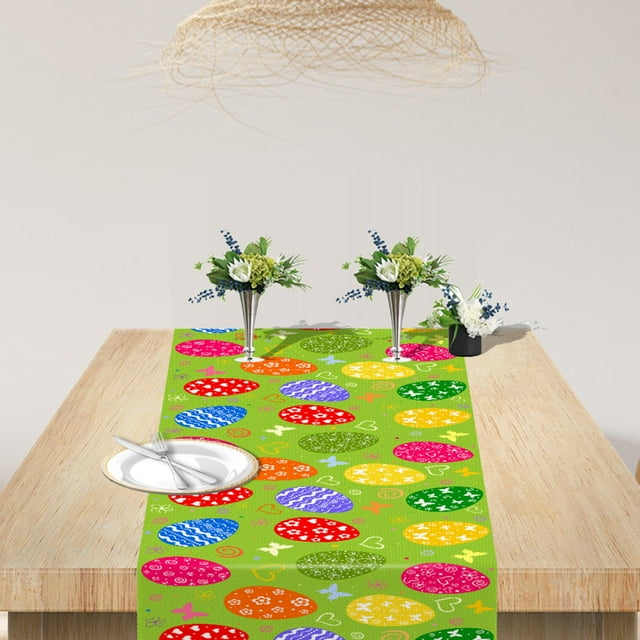 Easter Table Runner,Easter Table Flag Linen Digital Heat Transfer Table Runner Home Decor Tablecloth Oil And Stain Resistants Non Slip,1×Table Runner Clearance