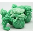 thumbnail image 3 of Feng Shui Fu Foo Dogs Guardian Lion Statue Paperweight, Pair, Green, 2 Inch, 3 of 5