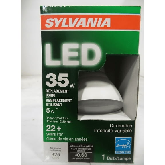 Sylvania 73781 Medium Base 2700K Dimmable R20 5W LED Bulb, Warm White Pack of 2