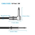 thumbnail image 5 of New bee Guitar cable 20 ft Electronic Instrument Bass Amplifier cable 6.35mm plug Strong Right Angle/L-shape optional compatible effect/bass/electric guitar,Black, 5 of 12