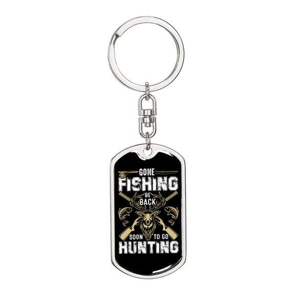 Soon To Go Hunter'S Keychain Stainless Steel or 18k Gold Dog Tag Keyring