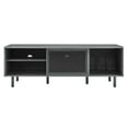 thumbnail image 5 of Media TV Stand Console Table, Dark Grey Gray, Wood, Metal, Industrial Living Room Lounge Cafe Lobby Hospitality Restaurant, Modern Contemporary HB34580, 5 of 10