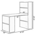 thumbnail image 5 of Basicwise QI004018.WT.M 47.25 x 20 x 47.25 in. Computer Writing Workstation Table with Combo Bookshelf Bookcase, White - Medium - Rectangle, 5 of 5