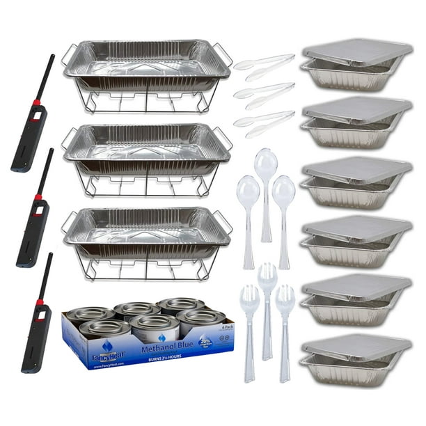 36 Disposable Chafing Dish Serving Sets W/Fuel Wire Racks, Water Pans