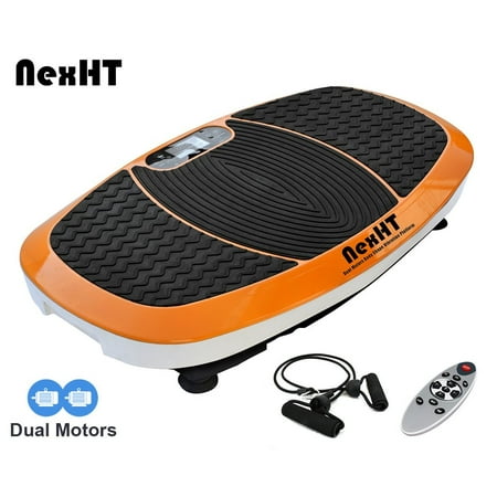 NexHT Fitness Vibration Platform Whole Body Shape Exercise Vibration Plate Crazy Fit Massage Trainer w/Two Bands &Remote-Dual Motors