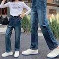 thumbnail image 4 of KAOOCXU Girl Lovely Simple Trousers Love Heart Printed Embroidery Narrow Straight Leg Denim Bottoms Stretchy Pants Skin Friendly Relaxed Fit Activewear, 4 of 4
