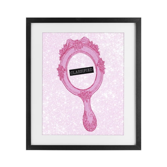Stupell Industries Classified Ornate Pink Mirror Black Framed Print Under Glass, design by Ziwei Li