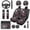 Halloween Rose Skull, variant on HUISEFOR 14 Pieces Rose Skull Car Seat Covers Full Set for Women Men Including Steering Wheel Cover, Belt Cover, Center Console Cover, Breathable, Comfortable, Fit for Most Sedans SUVs