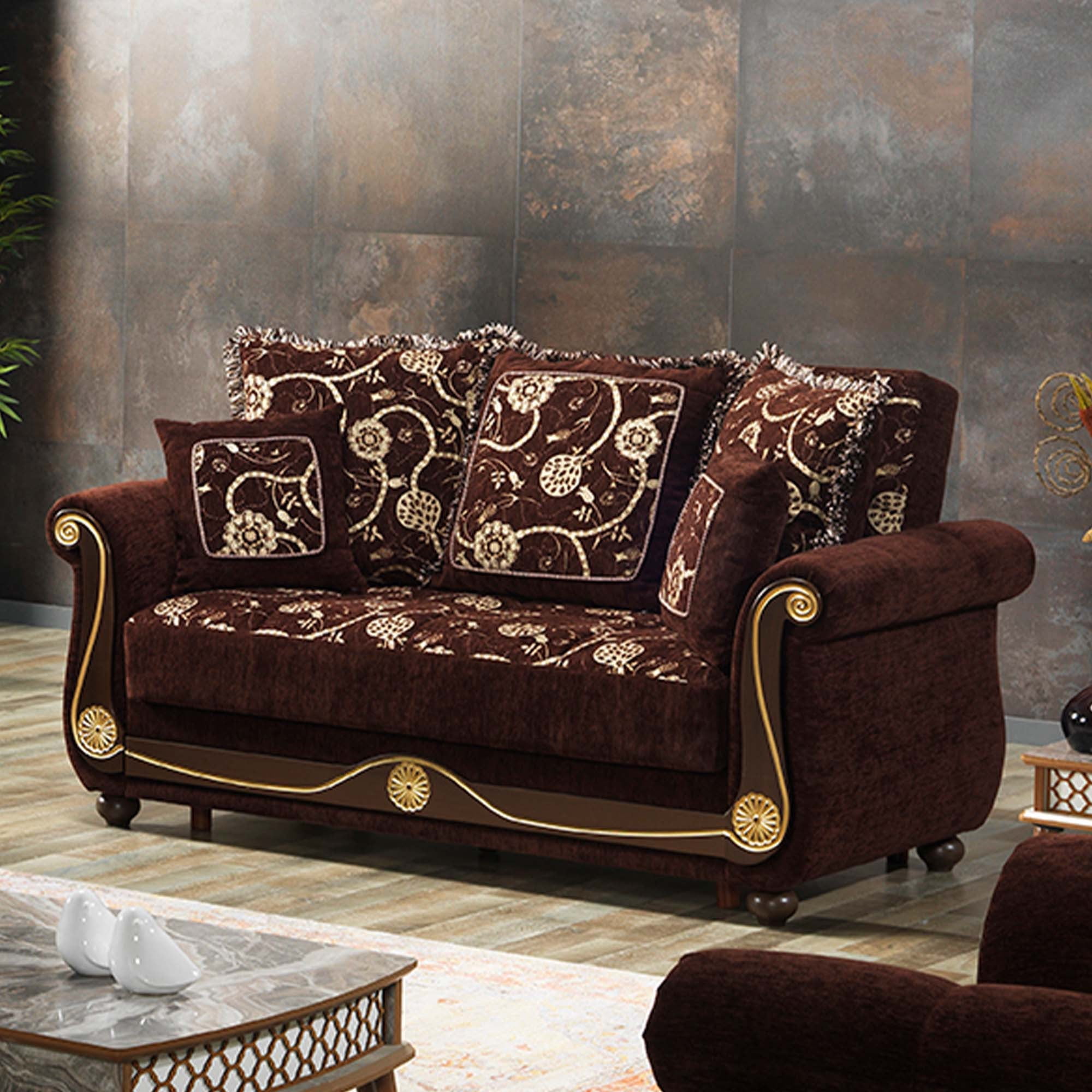 Royal Brown Chenille 70" Lawson Sleeper Loveseat with Storage