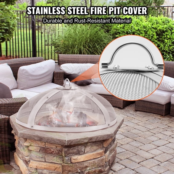 27-Inch Round Fire Pit Spark Guard Screen - Extra-Strong Steel Mesh Cover with Lift Ring for Patio, Backyard Campfire Protection (Reinforced Edges)