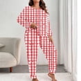 thumbnail image 5 of AUNVITO Women's Plus Size Valentine's Day Pajama Set Long Sleeve Long Pants with Print Casual and Comfortable Loungewear, 5 of 7