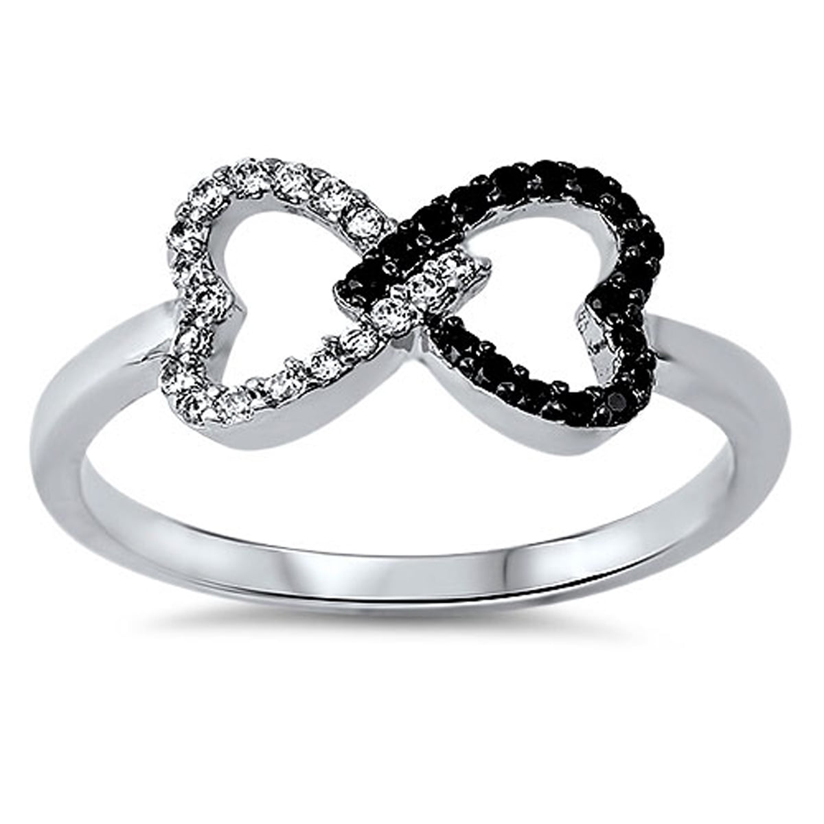 .925 Sterling Silver ~ Infinity Heart ~  Micro Pave C.Z.~ Choose Size 