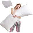 thumbnail image 1 of czcpp-Body Pillow, 20 x 54 Inch Long Pillow, White Cotton Fabric with Down Alternative Filling (Pillow & Microfiber Pillowcase Set), 1 of 4